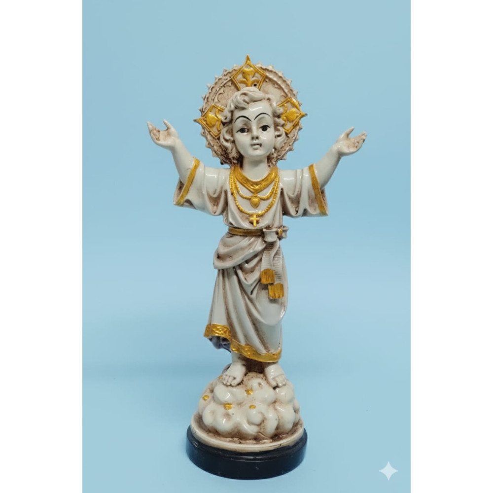 Divine Child Jesus with Halo – Elegant Gold-Accented Religious Figurine