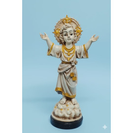 Divine Child Jesus with Halo – Elegant Gold-Accented Religious Figurine