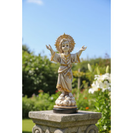 Divine Child Jesus with Halo – Elegant Gold-Accented Religious Figurine