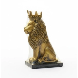 Royal Golden Lion with Crown Statue – Decorative Showpiece for Table, Home & Office Decor