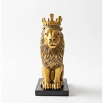Royal Golden Lion with Crown Statue – Decorative Showpiece for Table, Home & Office Decor
