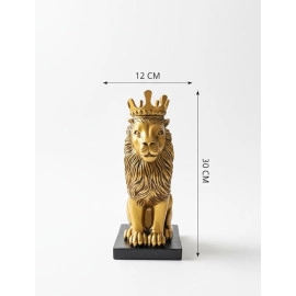 Royal Golden Lion with Crown Statue – Decorative Showpiece for Table, Home & Office Decor
