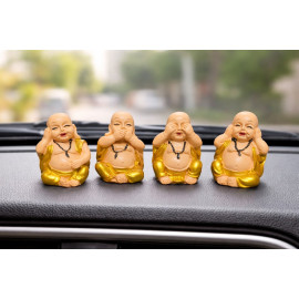Laughing Buddha Monk Showpiece Set of 4  Decorative Feng Shui Idol for Home & Office