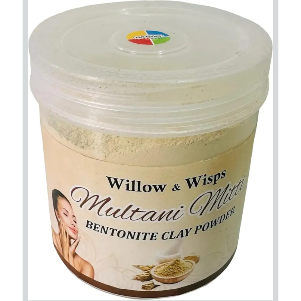 Willow & Wips Multani Mitti Bentonite Clay Powder  Natural and Herbal Face Pack Powder