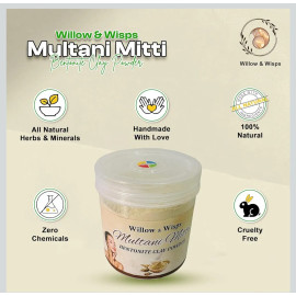 Willow & Wips Multani Mitti Bentonite Clay Powder  Natural and Herbal Face Pack Powder