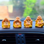 Welno, Peacefull Monk Set of 4 for Home Decor, Buddha for Car Dashboard Decorative Showpiece 