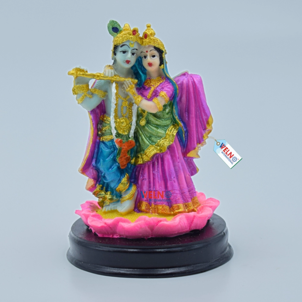  Welno, Standing Radha Krishna on Lotus Flower-Hindu God and Goddess Idol/Murti/Figurine Decorative Showpiece