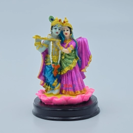  Welno, Standing Radha Krishna on Lotus Flower-Hindu God and Goddess Idol/Murti/Figurine Decorative Showpiece