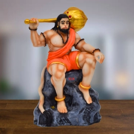 Welno Unique Bahubali Hanuman Sitting on Mountain Idol Car Dashboard Home Decor Item Hanuman Murti Statue for Car Office Study Table Gift and Pooja
