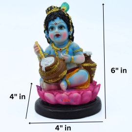 Welno, Krishna Murti Idol Statue Showpiece Gift Makhan Chor Kanha Ji Bal Gopal Statue Decorative Showpiece