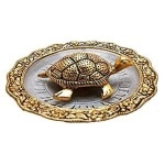 Welno Metal Feng Shui Tortoise on Plate Showpiece 