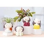 Welno, Planter Pot 4 PCS Cute Girls Small Planter Pot 