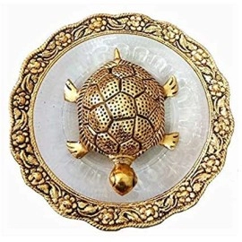 Welno Metal Feng Shui Tortoise on Plate Showpiece 