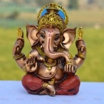 Welno, Antique Finish Resin Ganesh ji, Ganesha Idol | Vinayaka | Ganpati Bappa Murti in Red Dhoti Idol for Home Decor & Office 