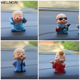 Welno, Unique Singing Synthetic Resin Buddha Monk Statues, Small (Singing Monk) Decorative Showpiece